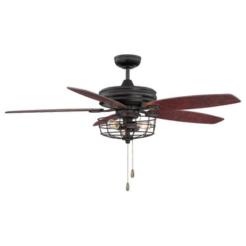 Ceiling Fan With Light, Oil Rubbed Bronze, 52"