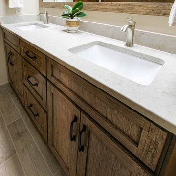 Master Bath with Knotty Alder Vanity and Updated Surround Around Tub