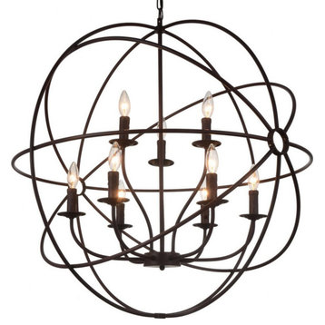 CWI Lighting 5464P32DB-9 9 Light Chandelier with Brown Finish