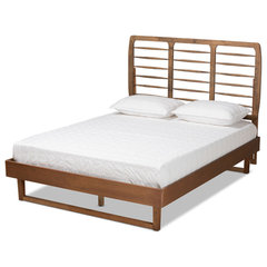 Iseline Walnut Browned Wood Full Size Platform Bed Frame