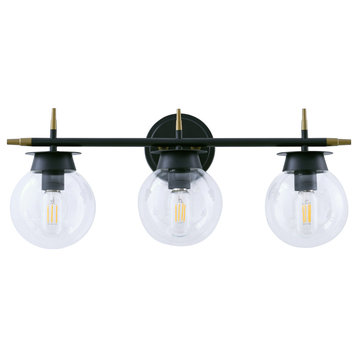 3 Light Dimmable LED Vanity Light Modern Wall Sconces (black)