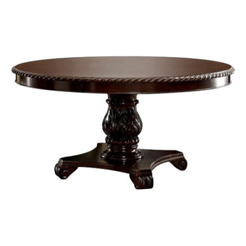Furniture of America Ramsaran Wood Pedestal Dining Table in Brown Cherry