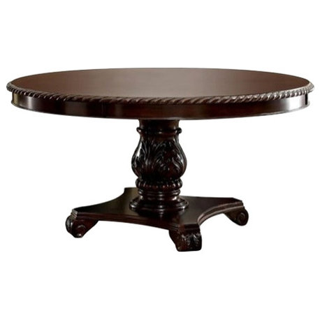 Furniture of America Ramsaran Wood Pedestal Dining Table in Brown Cherry