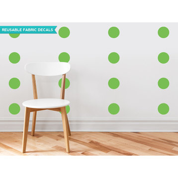Polka Dot Fabric Wall Decals, Set of 48, 4" Polka Dots, Green