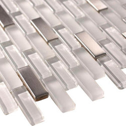 Glossy and Matte Ice Cube with Stainless Steel Subway Glass Mosaic Tiles - Home Accessories & Decor