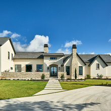 Stone dry stacked fireplace and exterior