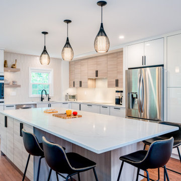 Glossy White & Natural Wood Kitchen Transformation