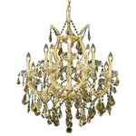 Elegant Lighting - Maria Theresa 13-Light Chandelier, Gold With Smoky Royal Cut Crystal - A heavenly high point to your home Maria Theresa collection pendant lamps are ablaze with hundreds of resplendent crystals. Copious strands of sparkling clear or Golden-teak crystals dangle from elaborate tiers of glass-coated steel arms in your choice of a wide selection of finish colors. An imperial favorite for the stairwell dining room or living room.&nbsp