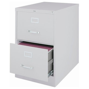 Scranton & Co 26.5" 2-Drawer Modern Metal Vertical File Cabinet in Light Gray