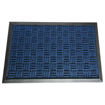 Rubber-Cal "Wellington" Rubber Backed Carpet Mat - 3 x 5 feet - Blue