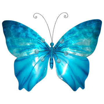 Butterfly Wall Decor Sea Blue With Beads