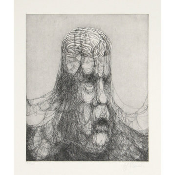Hans Georg Rauch, Untitled, Man Caught Under Ropes, Etching