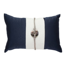 Sash Linen Navy Lumbar Pillow by Bandhini Homewear Design - Decorative Pillows
