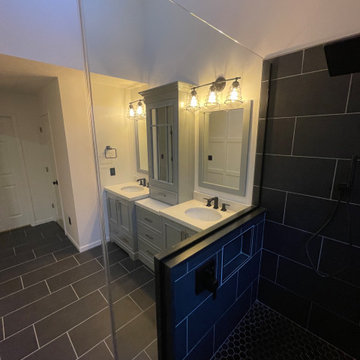 Custom Double Vanity and Walk-In Tile Shower — Gahanna, OH