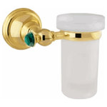 Bronces Mestre - Atlantica Precious gold wall toothbrush holder with Malachite stone inlaid - Atlantica Precious is inspired by a delicate ancient jewel of the Spanish nobility.