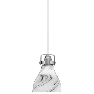 Easton Mini Pendant White & Brushed Nickel Finish With 6.25" Onyx Swirl Glass