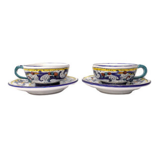 Italian Ceramics Espresso Cup & Saucer - Arabesco Blue