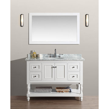 Cape Cod 48" White Bathroom Vanity, Without Mirror