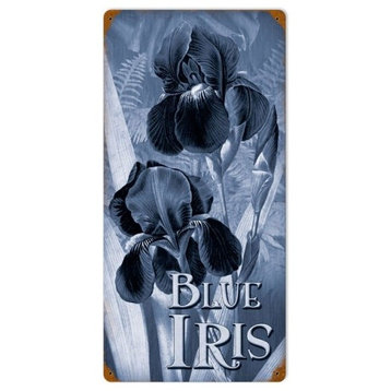 Blue Irises Metal Sign
