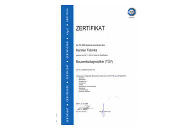 Qualifikation Bauwerksdiagnostik (TÜV-Zertifikat)
