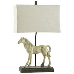 StyleCraft Home Collection - Dapple Gray Horse Novelty Lamp With Natural Linen Shade - Accent your decor with this lovely Table Lamp.