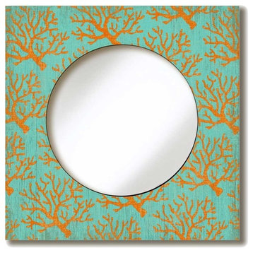 Vintage Coral Lace Mirror, 24x24"