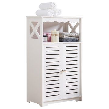 Carol Wood Bathroom Floor Storage Cabinet, White