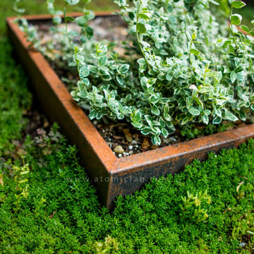 Corten low profile planters for succulents