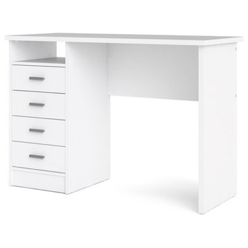 Tvilum Warner Contemporary Engineered Wood Desk with 4 Drawers in White