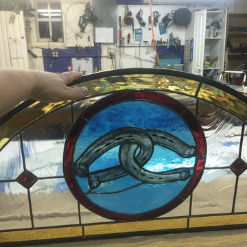 Half-moon colored glass windows