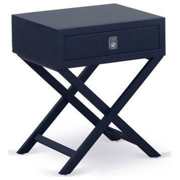 Atlin Designs 20" Wood Nightstand with Drawer in Navy Blue