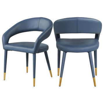 The Prescott Dining Chair, Navy, Faux Leather