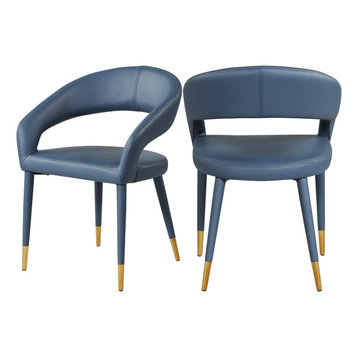 The Prescott Dining Chair, Navy, Faux Leather