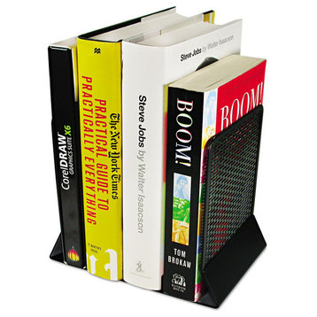 Urban Collection Punched Metal Bookends, 6 1/2x6 1/2x5 1/2, Black