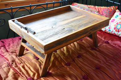 Rustic reclaimed wood breakfast tray