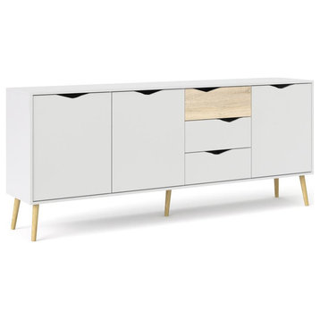 Diana Sideboard With 3 Doors And 3 Drawers, Oak Structure