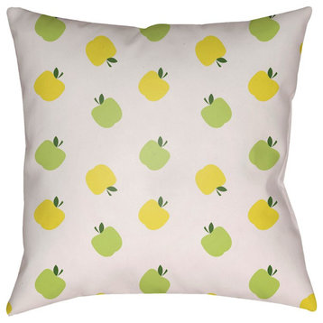 Apples by Surya Poly Fill Pillow, Green, 18' x 18'