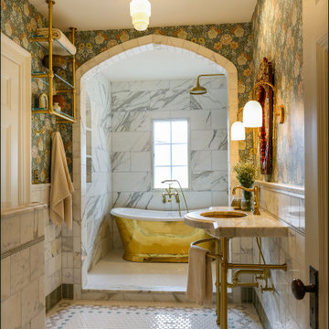 Bathroom with Brass Soaking Tub
