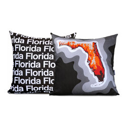 Florida Map Pillow, Charcoal - Decorative Pillows