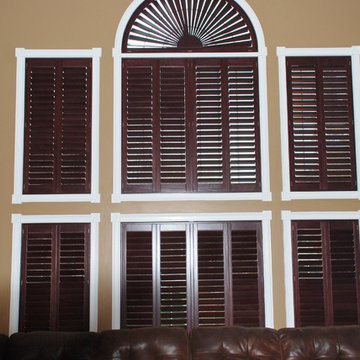 Wall of window covered with shutters