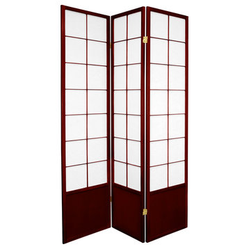 6' Tall Zen Shoji Screen, Rosewood, 3 Panels