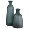 Glass, 17"H Vase, Lid, Blue/Gray