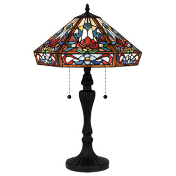 Luxury Glam Tiffany Table Lamp, Matte Black, UQL7005