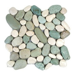 Exotic Glass STO 103 Glazed Green/White River Stone - Bath Products