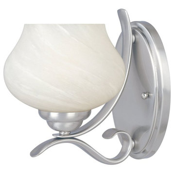 Satin Platinum and French Swirl Alabaster Glass Wall Fixture