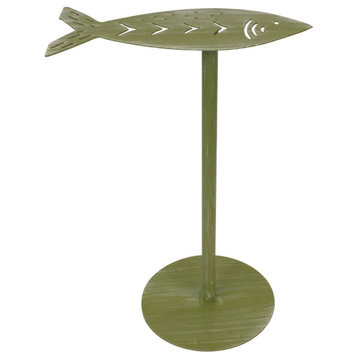 Weathered Lime Drink Table With Fish Top