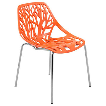 Leisuremod Modern Asbury Dining Chair W/ Chromed Legs Ac16Or