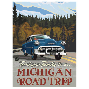 Paul A. Lanquist Michigan Road Trip No Hills Art Print, 9"x12"