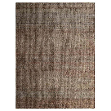 Hand Woven Jute Eco-friendly Area Rug Solid Light Brown, [Rectangle] 5'x8'