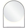 Roche Backlit LED Round Mirror With Shelf, 24"x29.5"